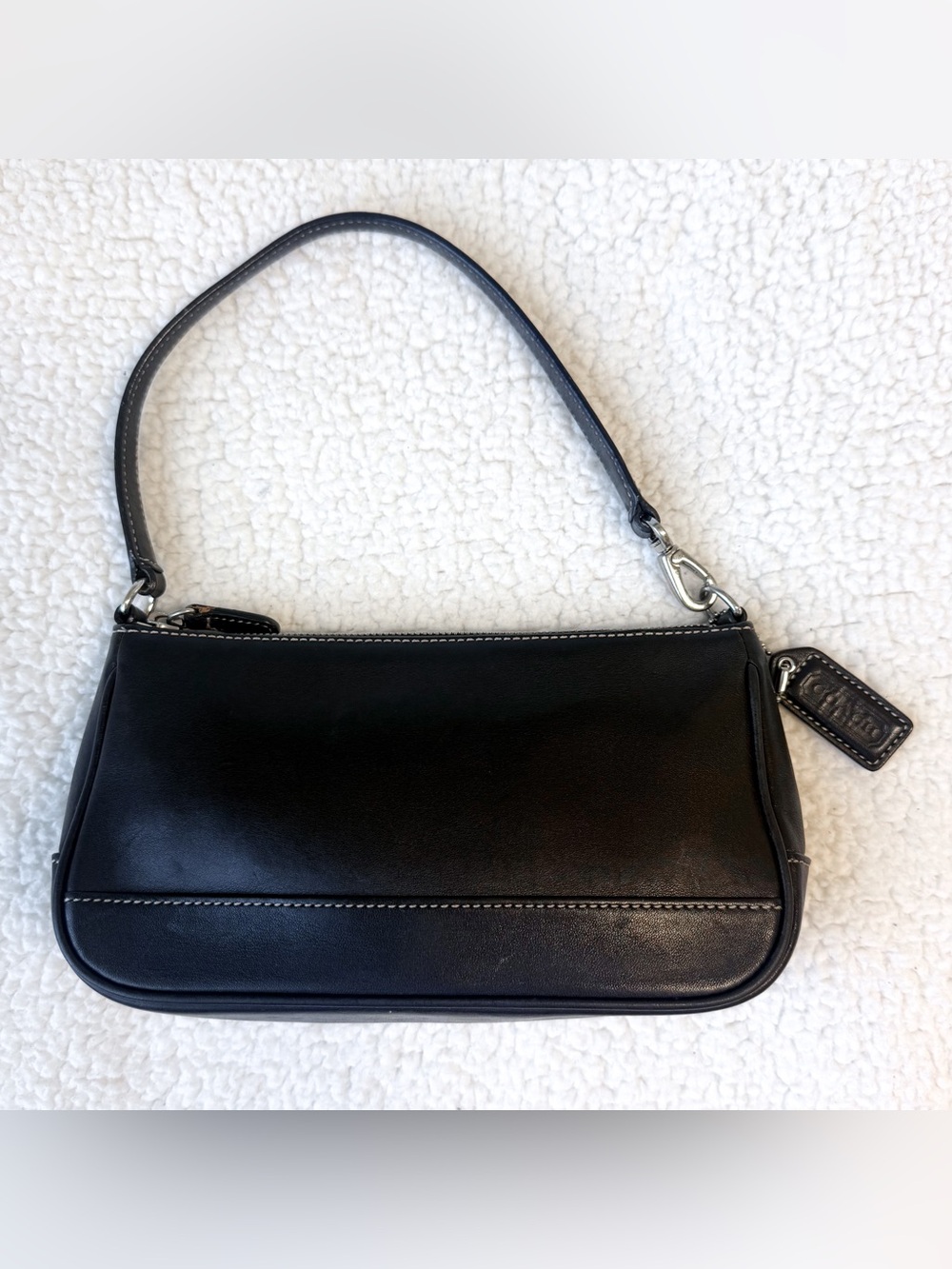 Vintage Coach Y2K 7785 Black Leather Hampton Demi Baguette Shoulder Bag EUC